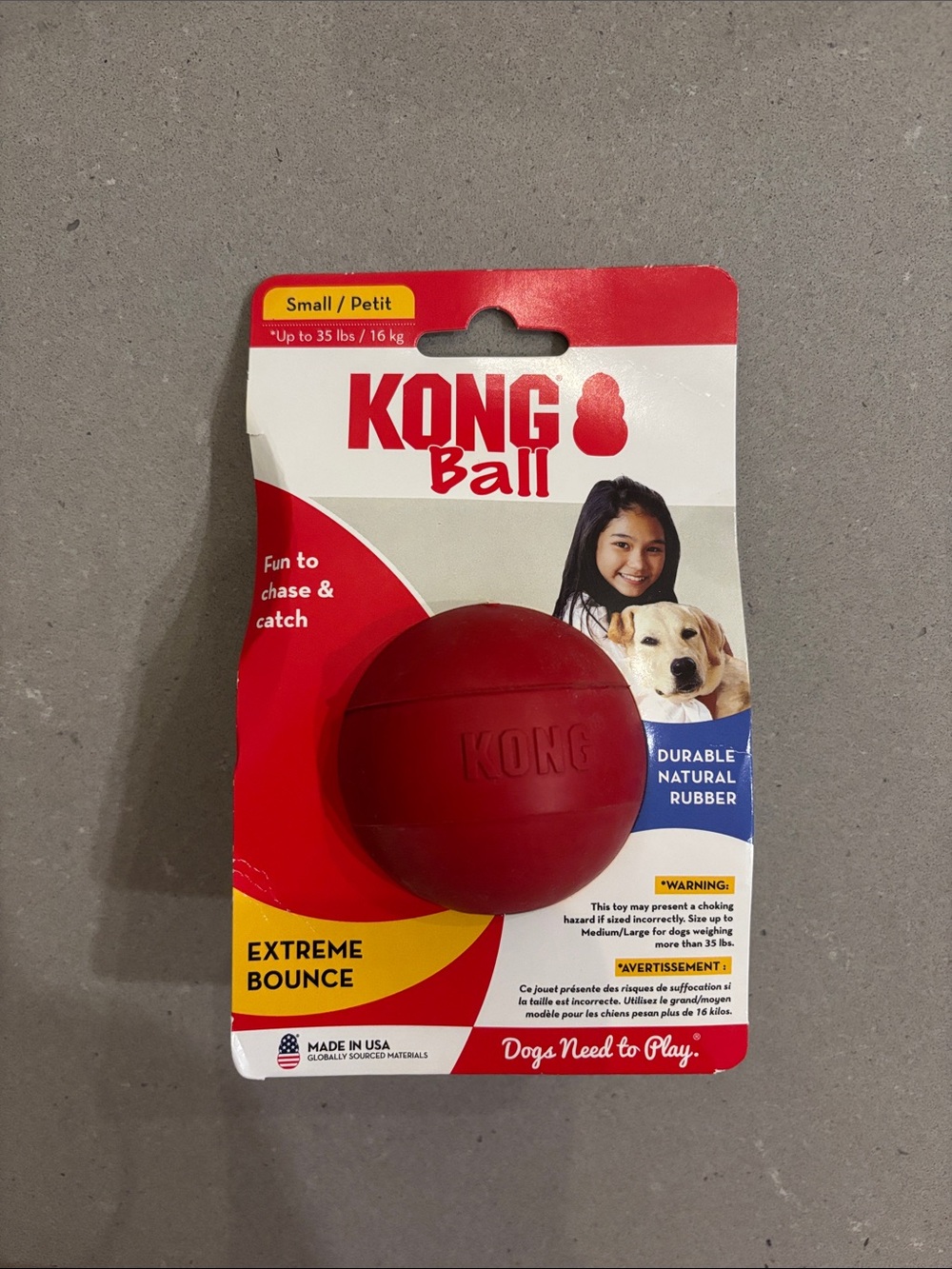 Kong Red Rubber Ball Dog Toy - Small